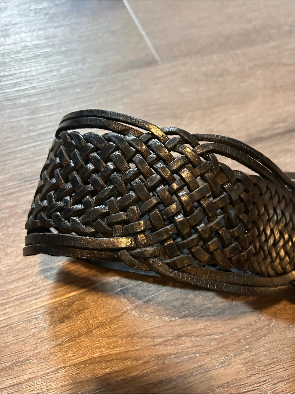 Chico’s Belt Womens S Black Leather Braided Western Concho Oval Buckle Studded
